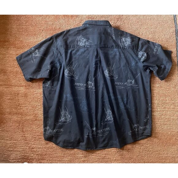 Cafe Luna Men’s 3XL 54/56 Blue Cotton Button Up Short Sleeve Shirt Boats - Picture 7 of 7